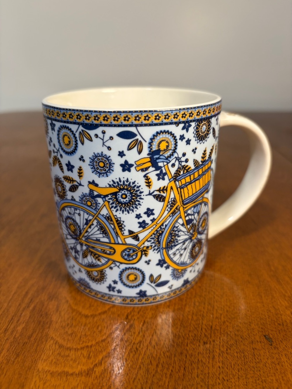 Blue Floral Bicycle Mug Cottagecore Coffee Cup Cute Kitchen Decor